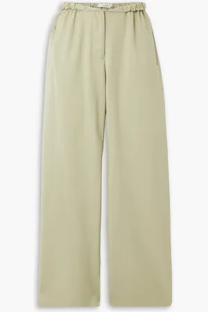 CHRISTOPHER ESBER Contorta ruched wool-blend gabardine wide-leg pants - Green