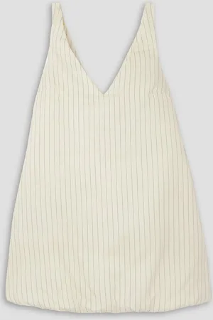 Khaite Branna pinstriped wool, silk and cotton-blend mini dress - White