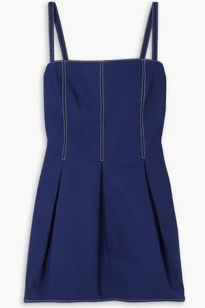 EMILIA WICKSTEAD Eris pleated denim mini dress - Blue