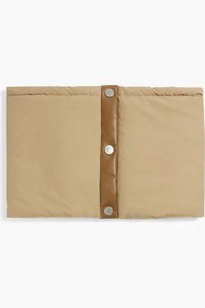 KARL DONOGHUE Leather-trimmed cotton-blend shell snood - Neutral