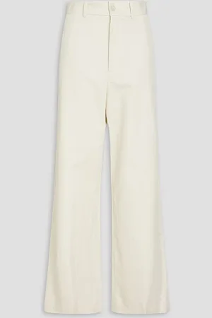 NILI LOTAN Johan cotton and linen-blend twill wide-leg pants - White