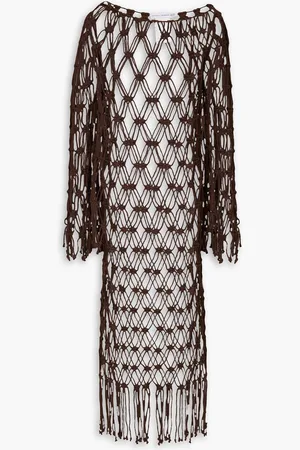 FAITHFULL THE BRAND Monikh Sintra fringed macramé cotton dress - Brown