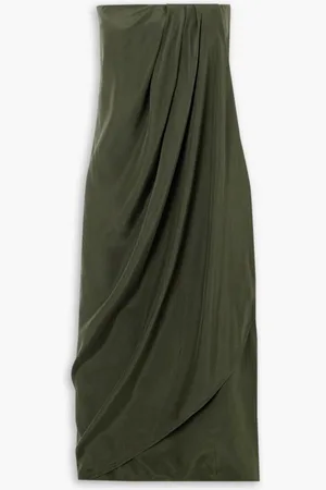 GAUGE81 Onna strapless draped silk-satin midi dress - Green
