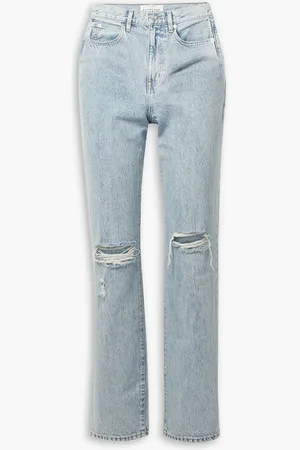 SLVRLAKE London distressed high-rise straight-leg jeans - Blue