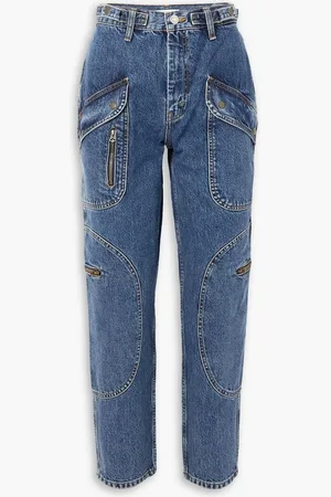 RE/DONE Racer cropped paneled straight-leg jeans - Blue