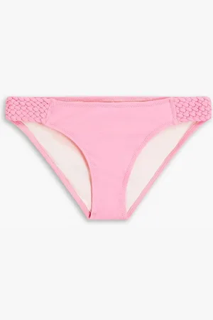 Solid Elle woven low-rise bikini briefs - Pink