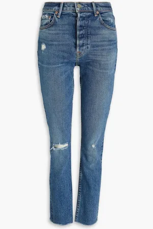 GRLFRND Distressed high-rise skinny jeans - Blue