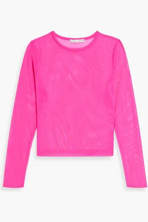 ALICE+OLIVIA Alice Olivia - Delania cropped mesh top - Pink