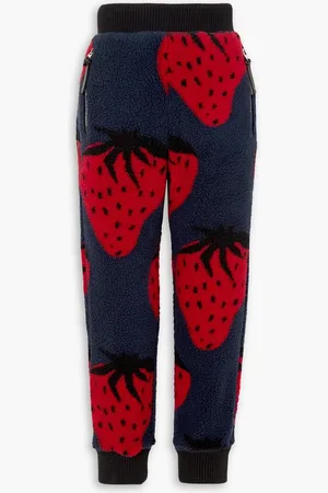 J.W.Anderson Printed faux shearling track pants - Blue
