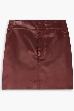 Gauchere Cotton-blend sateen mini skirt - Burgundy