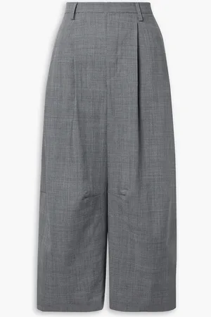 R13 Cropped pleated houndstooth wool wide-leg pants
