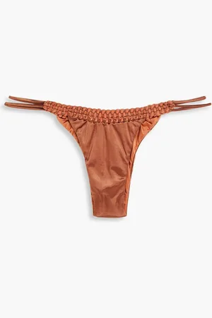 Isa Boulder Wavelink woven stretch-satin bikini briefs - Brown
