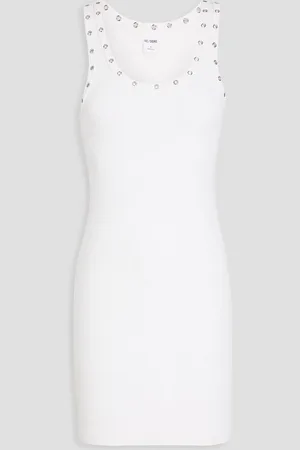 RE/DONE Eyelet-embellished ribbed stretch cotton-jersey mini dress