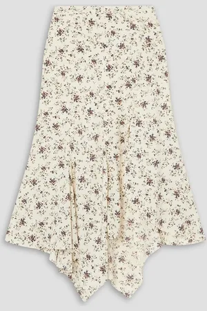 VERONICA BEARD Mac floral-print silk-blend crepe de chine midi skirt - White