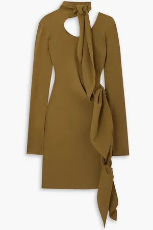 PETAR PETROV Artis cutout tie-detailed stretch-silk crepe mini dress - Green
