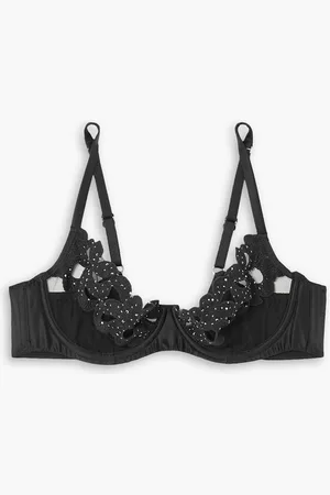 Agent Provocateur Angelinna crystal-embellished lace-trimmed tulle and satin soft-cup bra