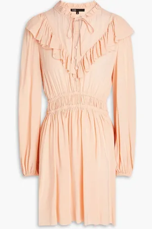 Maje Ruffled crepe mini dress - Orange