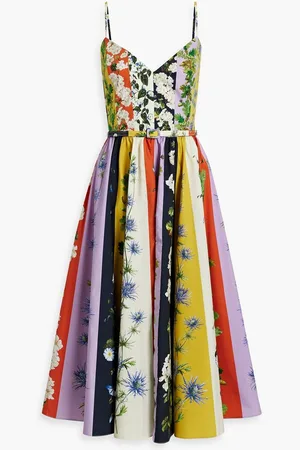 Oscar de la Renta Printed cotton-blend poplin midi dress