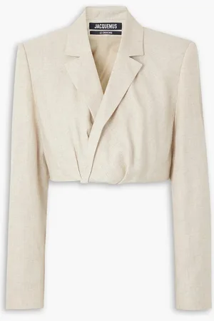 Jacquemus Bahia cropped twisted woven blazer - Neutral