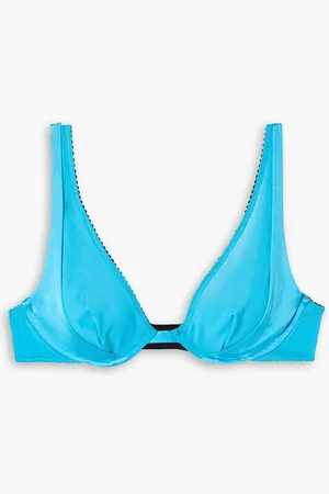 Kiki de Montparnasse Forte stretch-silk charmeuse and mesh underwired soft-cup bra - Blue