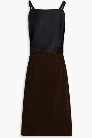 Maison Margiela Wool and silk-twill midi dress - Brown