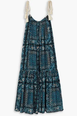 ULLA JOHNSON Cari printed cotton-blend voile midi dress - Blue