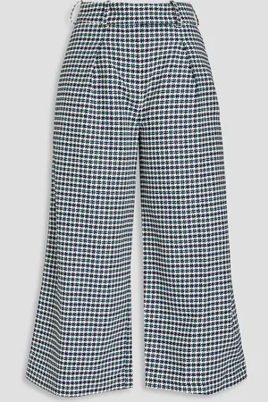 ALEXANDRE VAUTHIER Pleated houndstooth cotton-tweed culottes