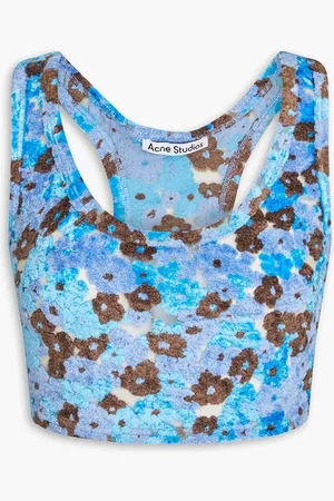 Acne Studios Cropped burnout chenille tank - Blue