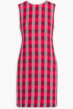 Oscar de la Renta Checked cotton-blend tweed mini dress