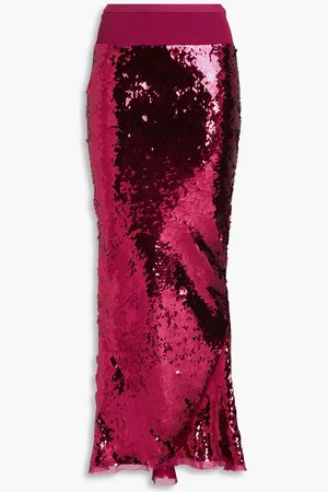 Rick Owens Sequined silk-chiffon maxi skirt - Purple