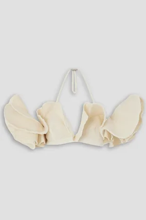 Jacquemus Artichaut cropped cold-shoulder cotton-canvas top - White