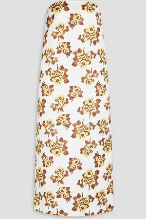EMILIA WICKSTEAD Strapless floral-print duchesse-satin midi dress