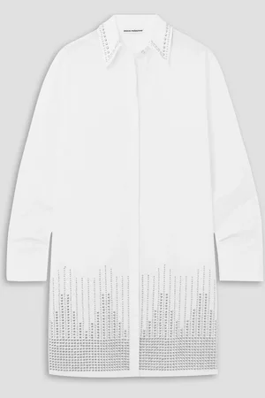 Paco rabanne Studded cotton-poplin mini shirt dress