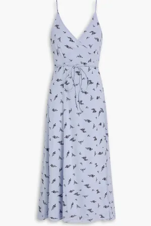 Ganni Floral-print georgette midi dress - Blue
