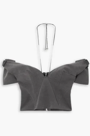 16Arlington Alasia cropped off-the-shoulder felt top - Gray