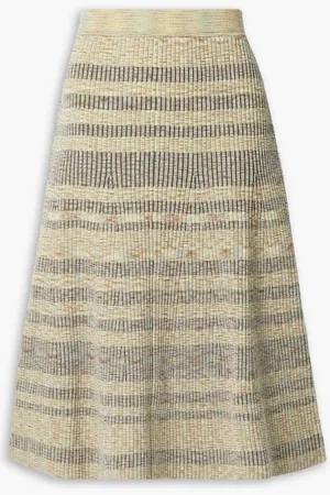 Simkhai Simona ribbed cotton-blend jacquard midi skirt - Green