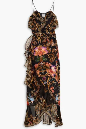 Camilla Crystal-embellished printed silk crepe de chine maxi wrap dress