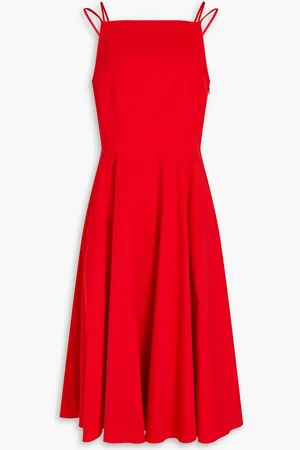 THEORY Pleated cotton-blend poplin midi dress