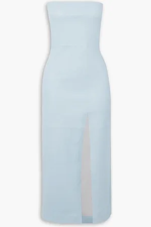 SPRWMN Strapless leather midi dress - Blue