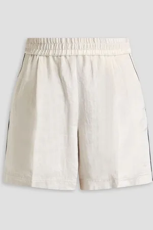 Helmut Lang Pleated crinkled crepe-satin shorts - White