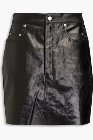 Rick Owens Coated denim mini skirt