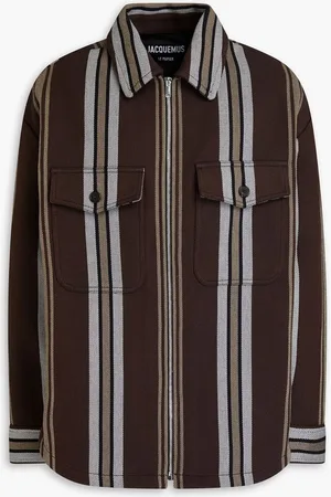 Jacquemus Montagne striped cotton-blend twill overshirt - Brown