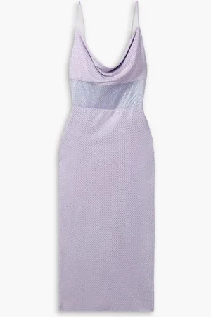 ET OCHS Harmony organza-trimmed embellished stretch-jersey midi dress - Purple