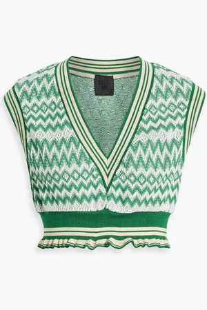 Anna Sui Cropped jacquard-knit cotton-blend vest
