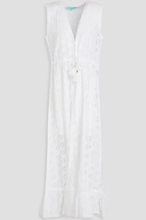 Melissa Odabash Tessa ruffled broderie anglaise cotton kaftan
