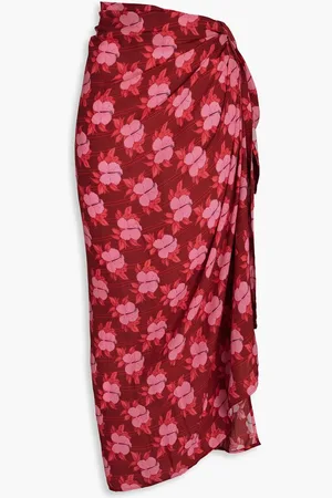Fisch Turismo floral-print voile pareo - Orange