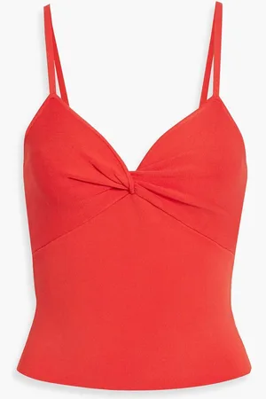 ALICE+OLIVIA Alice Olivia - Rhona twisted stretch-knit camisole - Red