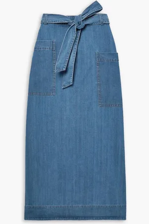 tibi Belted denim midi wrap skirt - Blue