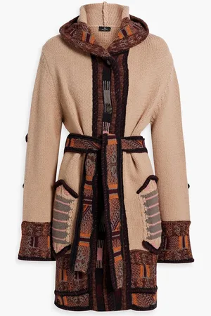 Etro Jacquard-knit wool-blend hooded cardigan - Neutral