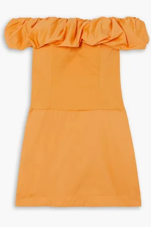 Bondi Born Madeira off-the-shoulder ruffled cotton-blend poplin mini dress - Yellow